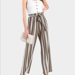 White and green striped jumpsuit from Francescas